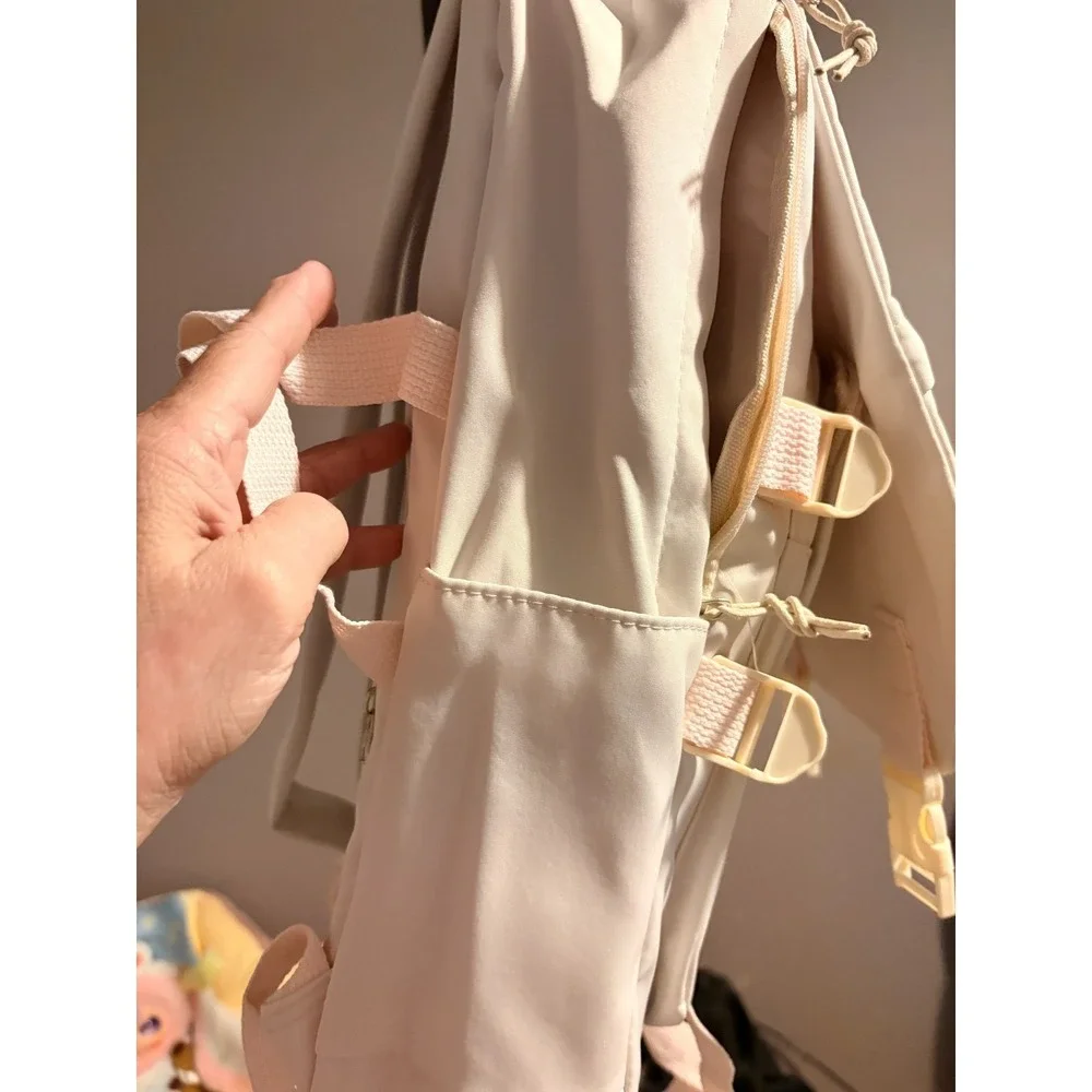 Back to School Backpack! Ivory Color with Stitch on Front Cover Flap with Pocket